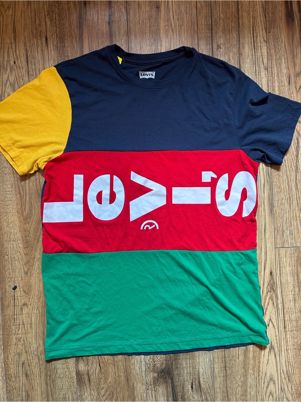 Levi's Multi‑Color Block Short Sleeve Tee — Navy, Red, Green, Yellow